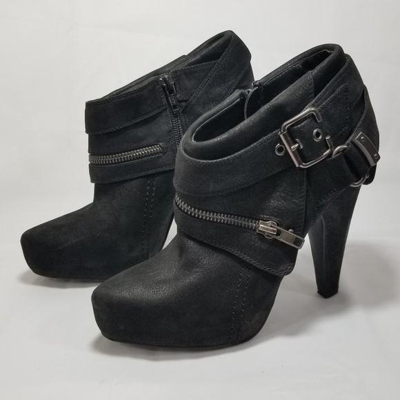 Aldo Shoes - Aldo Womens Black Booties Heels Buckle Zipper Sz 6